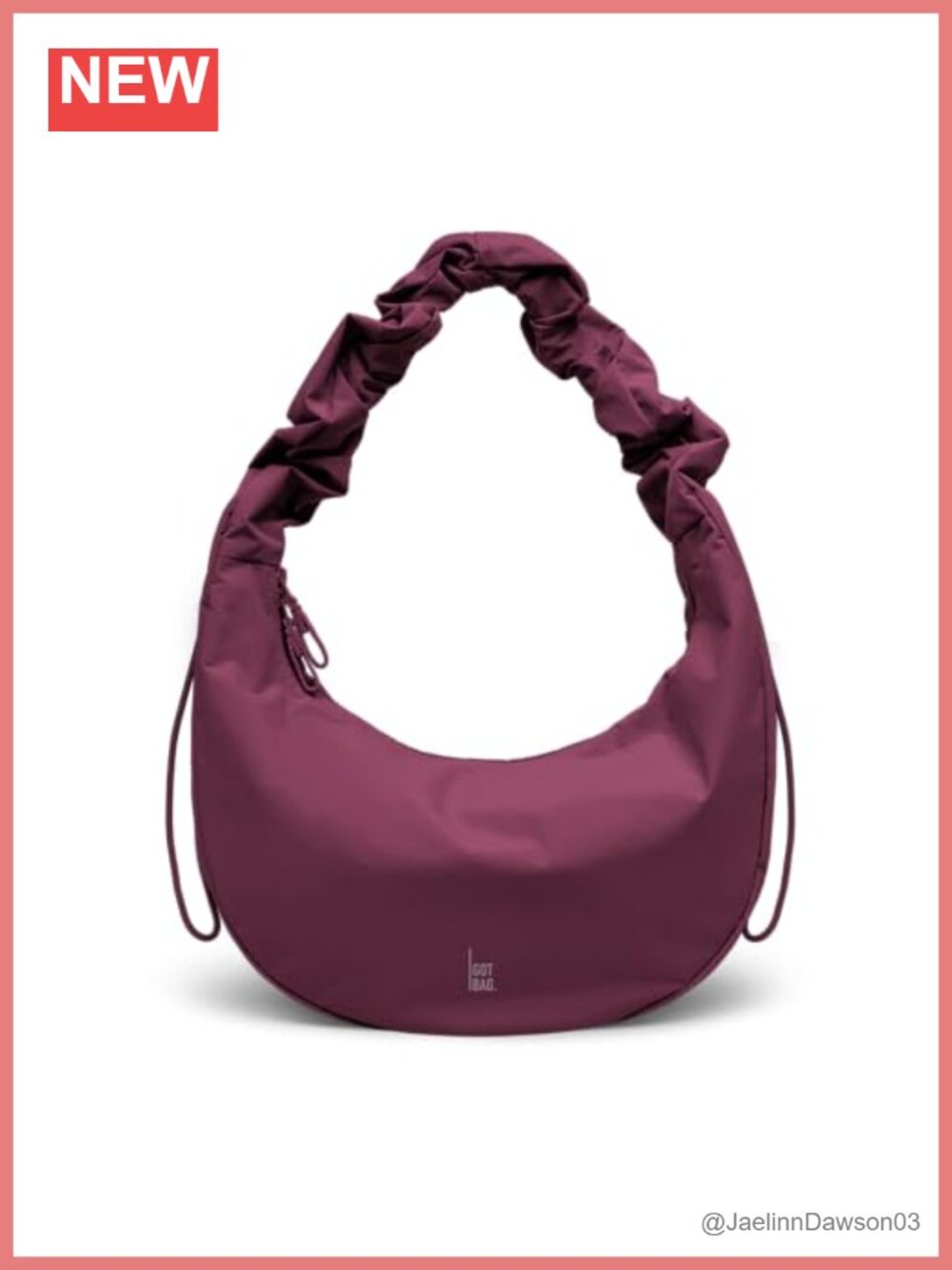 Recycled Nylon Crescent Hobo Bag Adjustable Strap Travel Handbag